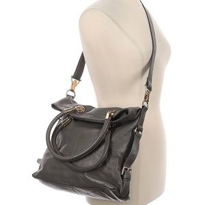 Versatile Leather Satchel with Brass Hardware